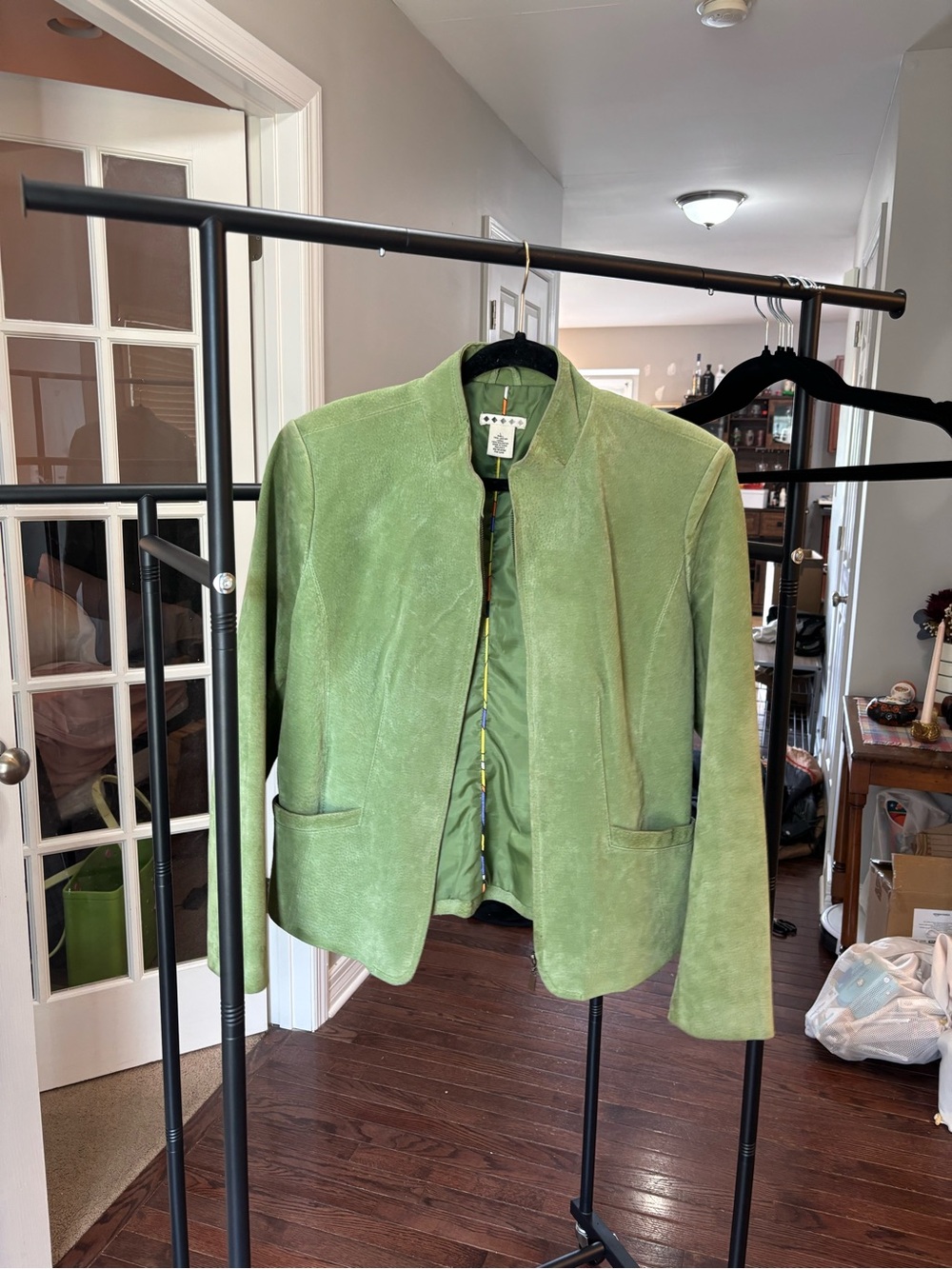 Green 100% Leather Suede Jacket